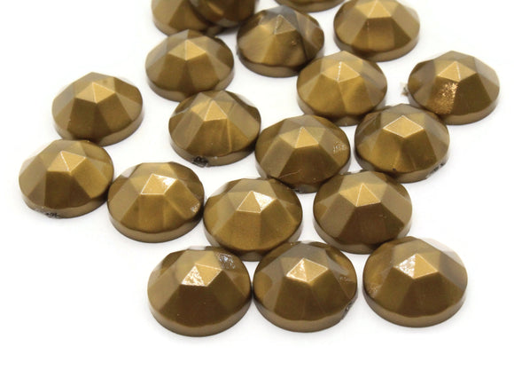 20 11mm Faceted Round Cabochons Bronze Cabochons Vintage West Germany Plastic Cabochons Jewelry Making Beading Supplies