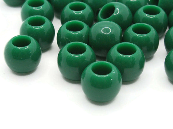 8 20mm Dark Green Wooden Large Hole Beads Round Wood Macrame Beads