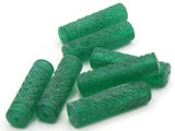 8 27mm Green Vintage Plastic Beads Crosshatch Patterned Tube Beads Jewelry Making Beading Supplies Loose Beads to String