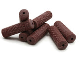 8 27mm Reddish Brown Vintage Plastic Beads Crosshatch Patterned Tube Beads Jewelry Making Beading Supplies Loose Beads to String
