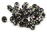 40 10mm Flower Pattern Beads Black Wood Beads Round Wooden Beads Jewelry Making Beading and Macrame Supplies Large Hole Lightweight Beads