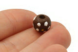 40 10mm Flower Pattern Beads Chocolate Brown Wood Beads Round Wooden Beads Jewelry Making Beading and Macrame Supplies Large Hole Beads