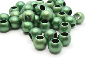 40 12mm Satin Green Acrylic Beads Round Beads to String Large Hole Beads Lightweight Beads European Style Beads Jewelry Making