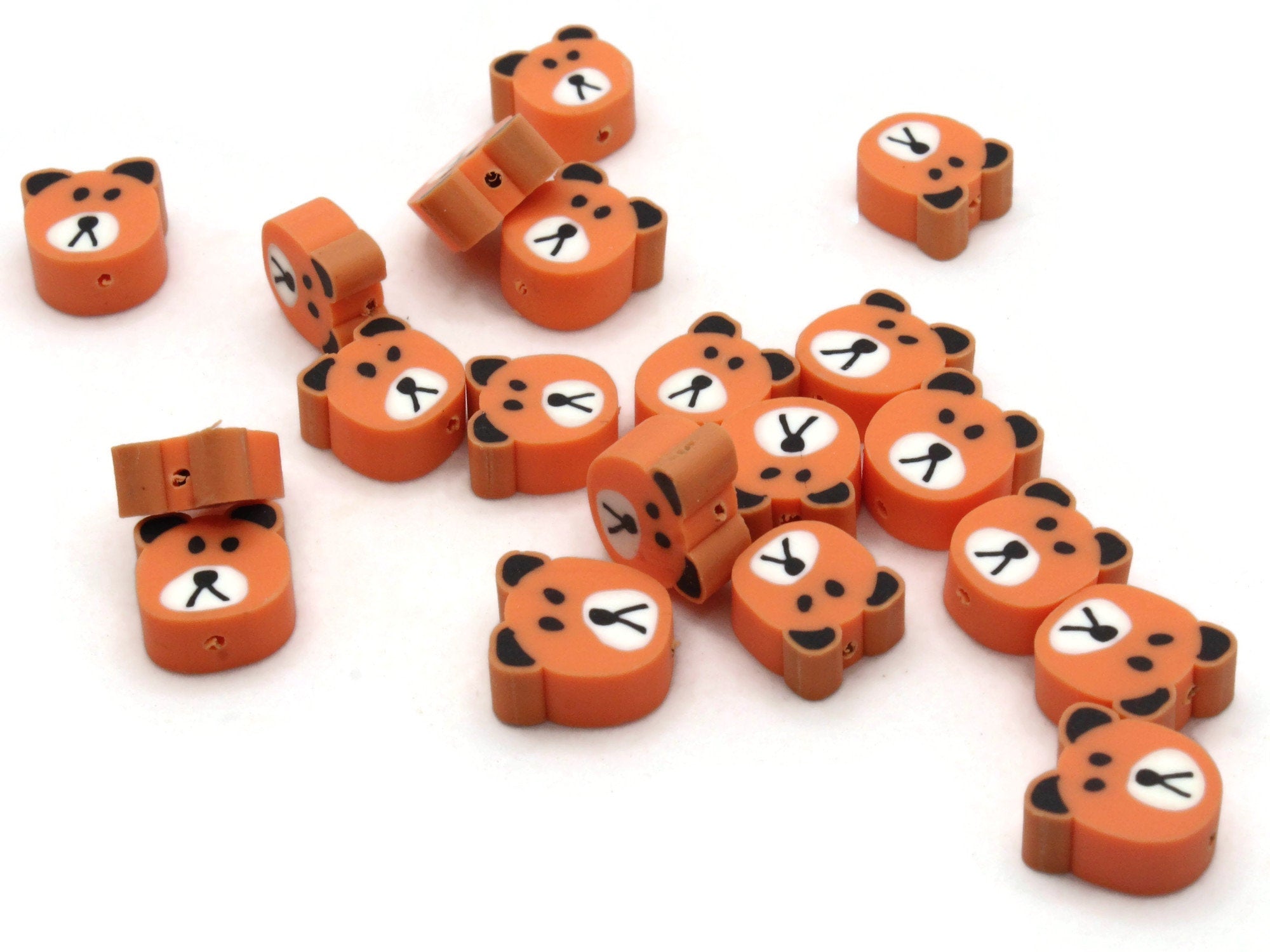 20 polymer clay beads, mixed orange, red