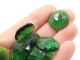 12 19mm Faceted Round Cabochons Green Cabochons Vintage West Germany Plastic Cabochons Jewelry Making Beading Supplies