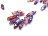 20 19mm Red White and Blue Vintage Plastic Beads Ridged Tube Beads Jewelry Making Beading Supplies Loose Beads to String