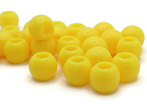 30 14mm Yellow Large Hole Beads Plastic Beads Jewelry Making Beading Supplies Round Beads Macrame Beads Hair Beads Loose Beads