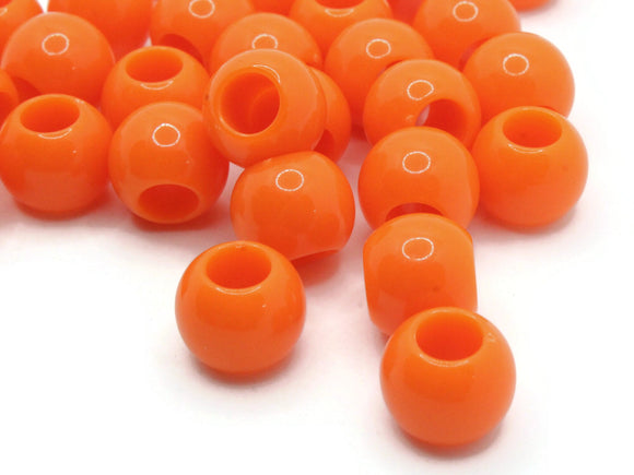 30 14mm Orange Large Hole Beads Plastic Beads Jewelry Making Beading Supplies Round Beads Macrame Beads Hair Beads Loose Beads