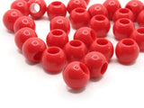 30 14mm Red Large Hole Beads Plastic Beads Jewelry Making Beading Supplies Round Beads Macrame Beads Hair Beads Loose Beads