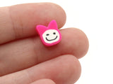 20 Bright Pink Smiley Face Rabbit Beads Bunny Heads Miniature Animal Beads Polymer Clay Beads Jewelry Making Cute Beads Beading Supplies