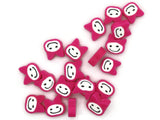 20 Bright Pink Smiley Face Rabbit Beads Bunny Heads Miniature Animal Beads Polymer Clay Beads Jewelry Making Cute Beads Beading Supplies
