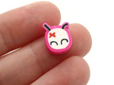 20 Bright Pink Blinking Rabbit Beads Bunny Heads Miniature Animal Beads Polymer Clay Beads Jewelry Making Cute Beads Beading Supplies
