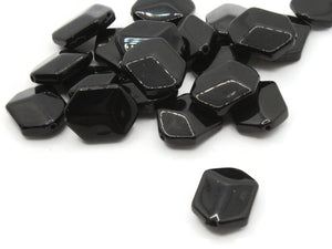 20 17mm Beads Black Beads Glass Beads Hexagon Beads Polygon Beads Jewelry Making Beading Supplies Loose Beads to String