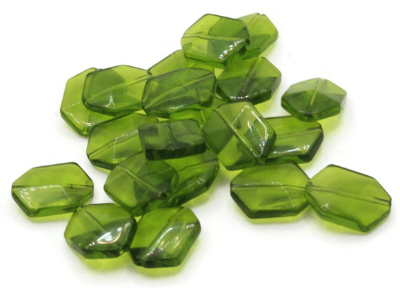 20 17mm Beads Green Beads Glass Beads Hexagon Beads Polygon Beads Jewelry Making Beading Supplies Loose Beads to String