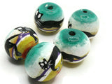 5 16mm Vintage Painted Clay Beads Round Multicolor Cat Beads Peruvian Clay Beads to String Jewelry Making Beading Supplies