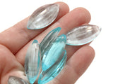 10 30mm Faceted Marquis Cabochons Clear Blue Cabochons Vintage West Germany Plastic Cabochons Jewelry Making Beading Supplies
