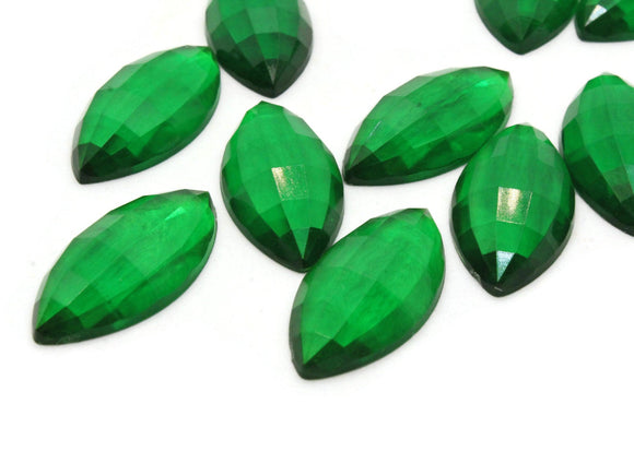 10 30mm Faceted Marquis Cabochons Clear Green Cabochons Vintage West Germany Plastic Cabochons Jewelry Making Beading Supplies