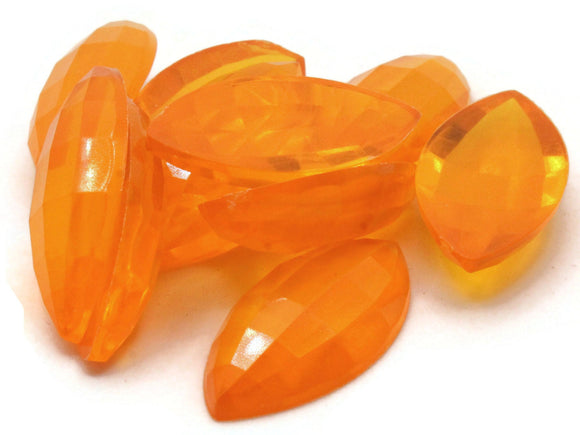 10 30mm Faceted Marquis Cabochons Clear Orange Cabochons Vintage West Germany Plastic Cabochons Jewelry Making Beading Supplies