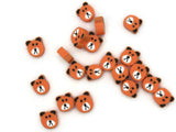 20 Orange Bear Head Beads Animal Beads Polymer Clay Beads Cute Beads Kawaii Beads Teddy Bear Beads Zoo Beads Miniature Animal Beads