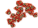 20 Red Bear Head Beads Animal Beads Polymer Clay Beads Cute Beads Kawaii Beads Teddy Bear Beads Zoo Beads Miniature Animal Beads