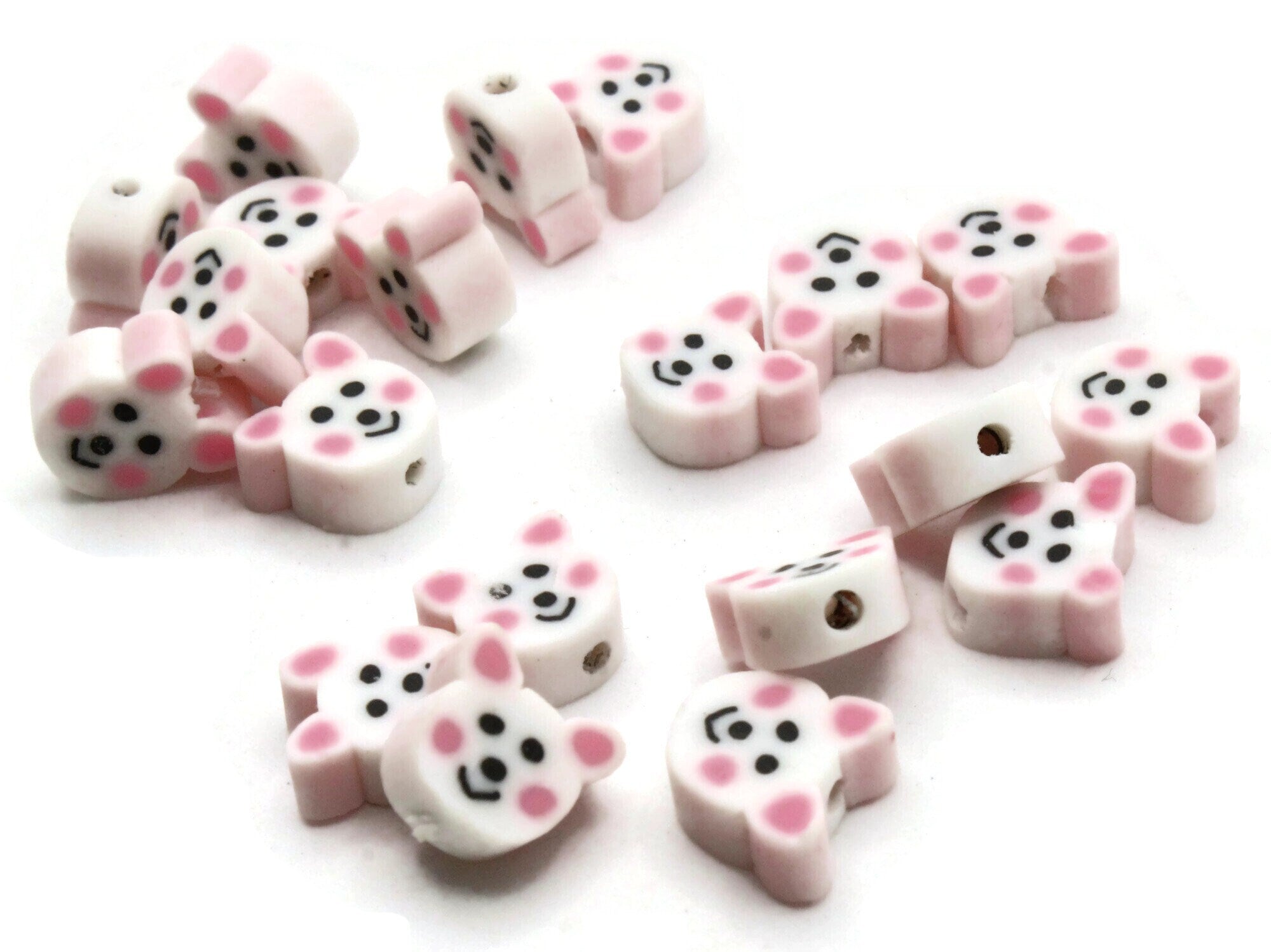 20 White Bunny Head Beads - Rabbit Polymer Clay Beads by Smileyboy Beads | Michaels