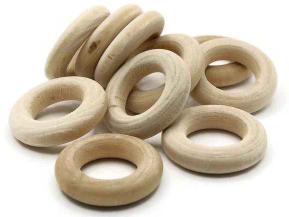 10 30mm Natural Wood Large Ring Beads Wooden Donut Beads Macrame Beads Giant Beads Macrame and Jewelry Making Craft Supplies Ring Pull