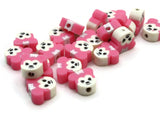 20 Pink Mouse Head with Bow Beads Animal Beads Polymer Clay Beads Cute Beads Zoo Beads Miniature Animal Beads