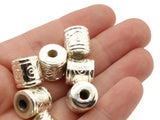 10 12mm Patterned Tube Beads Silver Plated Plastic Beads Vintage Beads Jewelry Making Beading Supplies Uncirculated Loose Bead Smileyboy