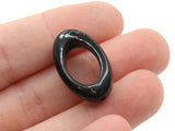 8 23mm Black Plastic Oval Ring Beads - Oval Bead Frames - Loose Beads to String Jewelry Making Beading Supplies