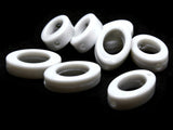8 23mm White Plastic Oval Ring Beads - Oval Bead Frames - Loose Beads to String Jewelry Making Beading Supplies