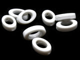 8 23mm White Plastic Oval Ring Beads - Oval Bead Frames - Loose Beads to String Jewelry Making Beading Supplies