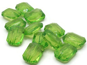 10 18mm Green Beads Acrylic Gems Rectangle Jewel Beads Acrylic Jewels Plastic Beads to String Jewelry Making Beading Supplies