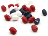 30 12mm Vintage Red White and Blue Faceted Oval Plastic Beads New Old Stock Loose Beads Jewelry Making Beading Supplies Lightweight Bead