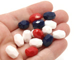 30 12mm Vintage Red White and Blue Faceted Oval Plastic Beads New Old Stock Loose Beads Jewelry Making Beading Supplies Lightweight Bead