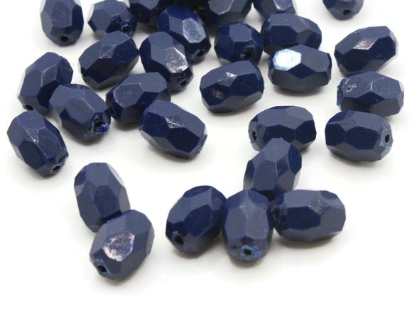 30 12mm Vintage Blue Faceted Oval Plastic Beads New Old Stock Loose Beads Jewelry Making Beading Supplies Lightweight Bead