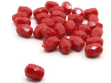 30 12mm Vintage Red Faceted Oval Plastic Beads New Old Stock Loose Beads Jewelry Making Beading Supplies Lightweight Bead