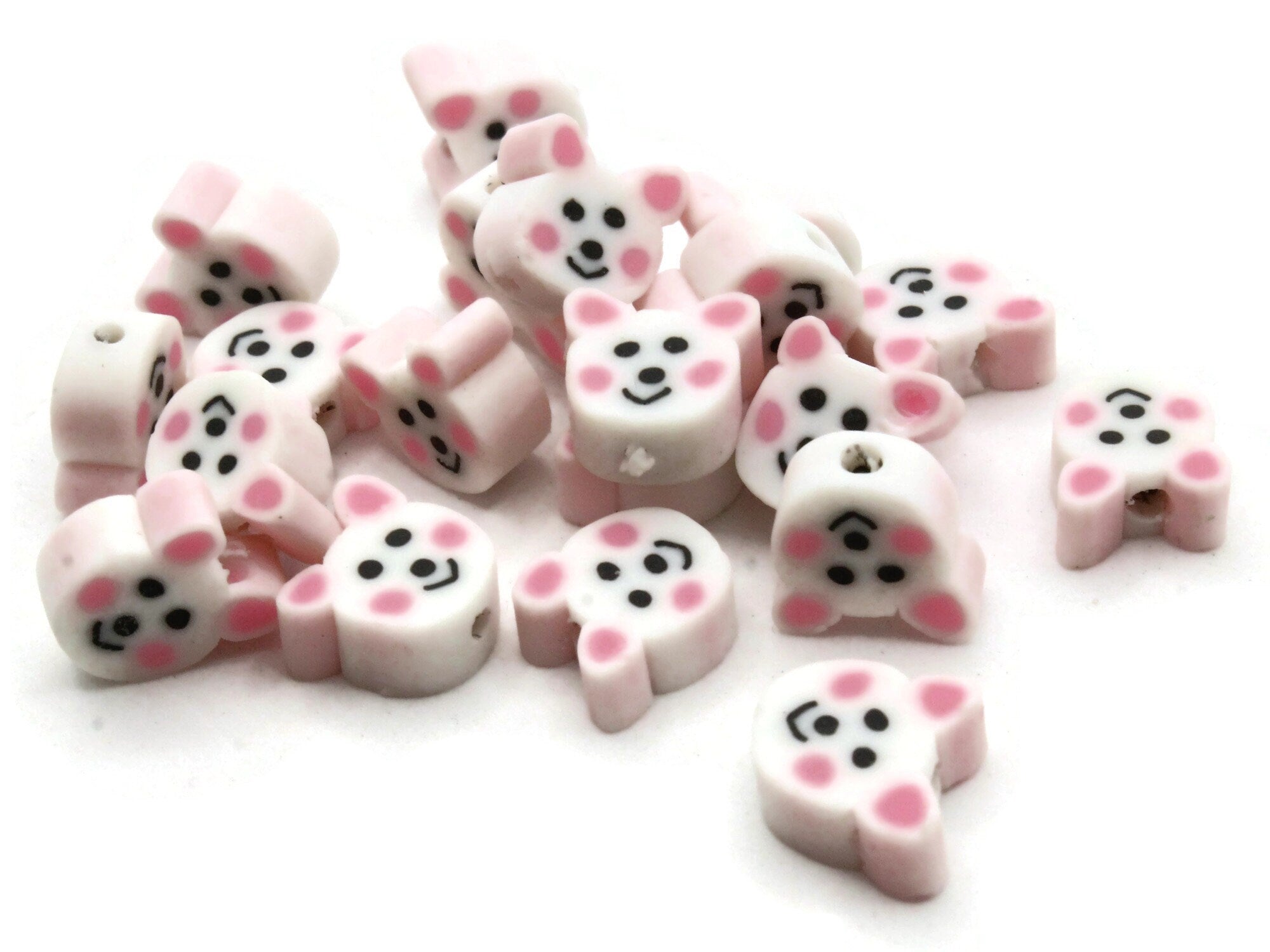 20 White Bunny Head Beads - Rabbit Polymer Clay Beads by Smileyboy Beads | Michaels