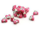 20 Pink Mouse Head with Bow Beads Animal Beads Polymer Clay Beads Cute Beads Zoo Beads Miniature Animal Beads