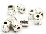 10 12mm Patterned Tube Beads Silver Plated Plastic Beads Vintage Beads Jewelry Making Beading Supplies Uncirculated Loose Bead Smileyboy