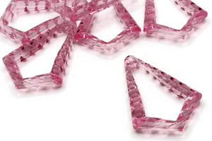 6 43mm Clear Pink Vintage Plastic Beads Open Bumpy Triangle Beads Jewelry Making Beading Supplies Loose Beads to String