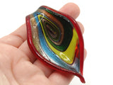 Red with Multi-color Spiral Foil Glass Pendant Spoon Pendant Jewelry Making Beading Supplies