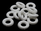 12 16mm White Ring Beads Vintage Plastic Links Jewelry Making Beading Supplies Loose Beads Large Hole Donut Beads Spacer Beads