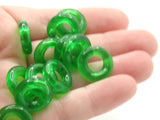 12 16mm Clear Green Ring Beads Vintage Plastic Links Jewelry Making Beading Supplies Loose Beads Large Hole Donut Beads Spacer Beads