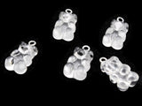 5 20mm Clear Gummy Bear Charms Resin Pendants with Platinum Colored Loops Jewelry Making Beading Supplies Loose Candy Charms