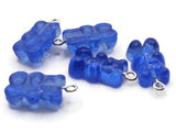 5 20mm Royal Blue Gummy Bear Charms Resin Pendants with Platinum Colored Loops Jewelry Making Beading Supplies Loose Candy Charms
