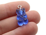 5 20mm Royal Blue Gummy Bear Charms Resin Pendants with Platinum Colored Loops Jewelry Making Beading Supplies Loose Candy Charms