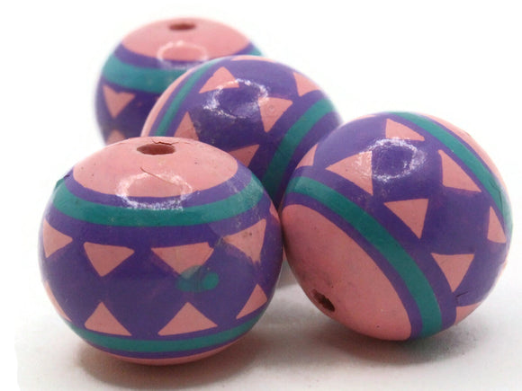 5 13mm Vintage Painted Peruvian Clay Pink Purple and Blue Round Beads –  Smileyboy Beads