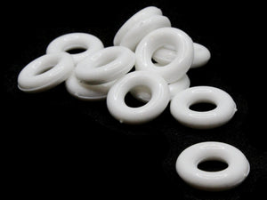 12 16mm White Ring Beads Vintage Plastic Links Jewelry Making Beading Supplies Loose Beads Large Hole Donut Beads Spacer Beads