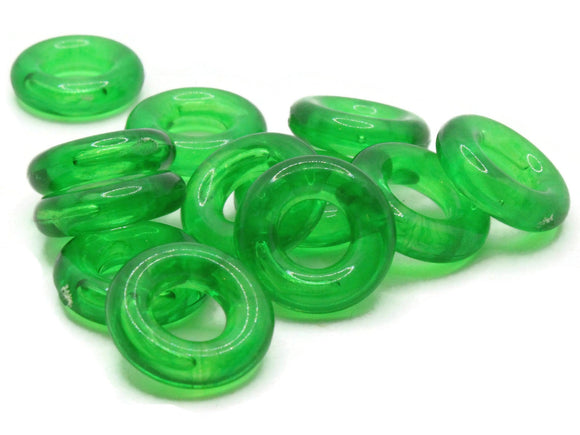 12 16mm Clear Green Ring Beads Vintage Plastic Links Jewelry Making Beading Supplies Loose Beads Large Hole Donut Beads Spacer Beads