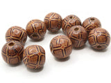 10 20mm Square Pattern Beads Brown Wood Beads Round Wooden Beads Jewelry Making Beading and Macrame Supplies Large Hole Lightweight Beads
